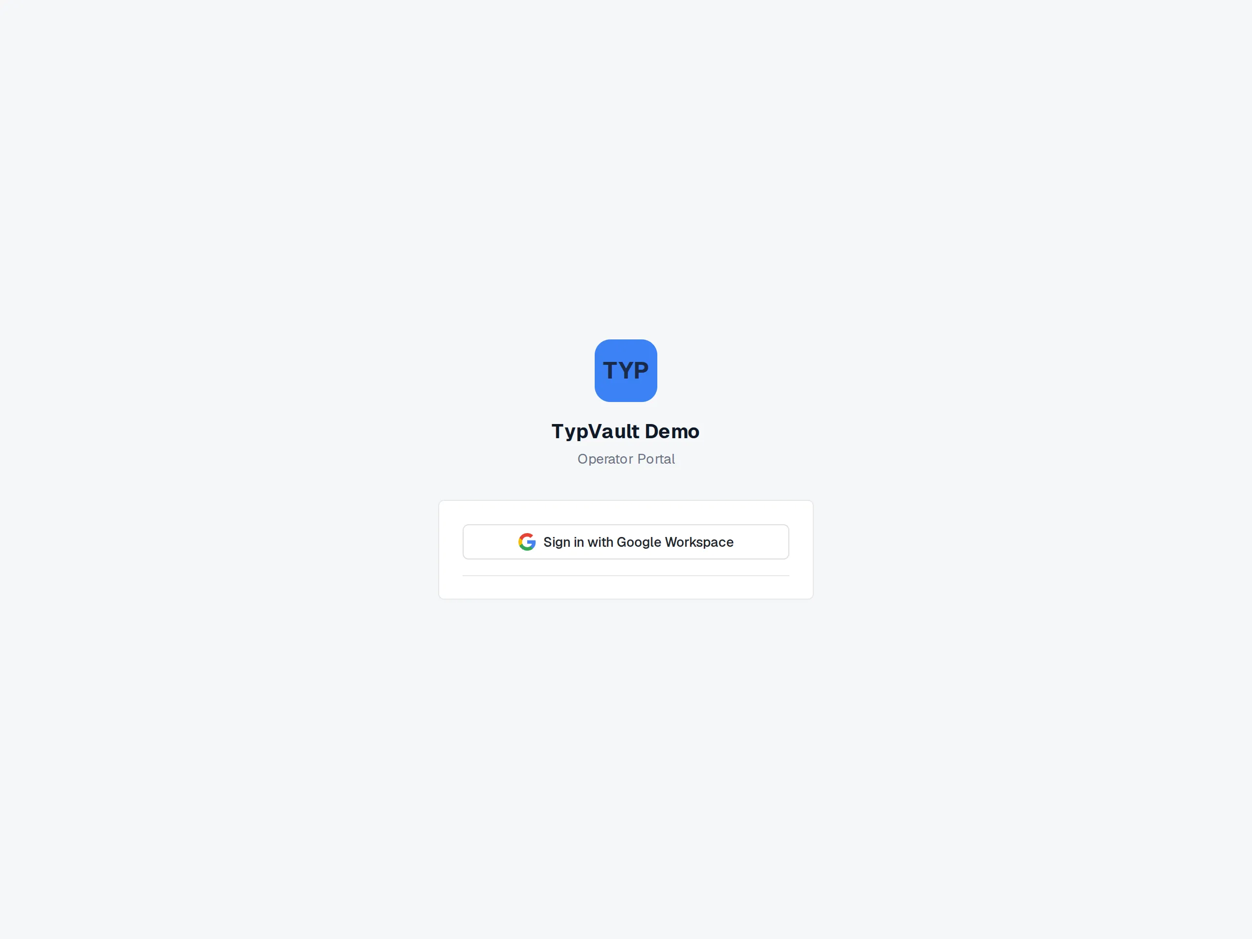 The operator sign-in screen: the program name above “Operator Portal” and a single sign-in button.